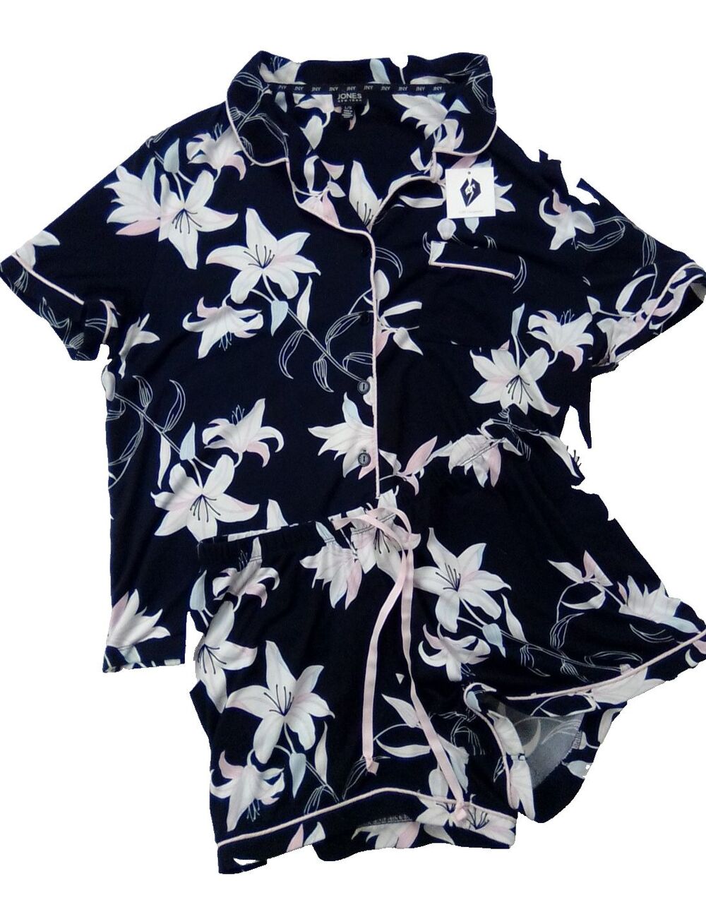 Jones New York Women's 2 pc Short Sleeve & Shorts Soft Floral Print Size Large